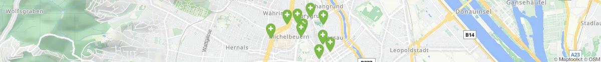 Kartenansicht für Apotheken-Notdienste in der Nähe von 1090 - Alsergrund (Wien)